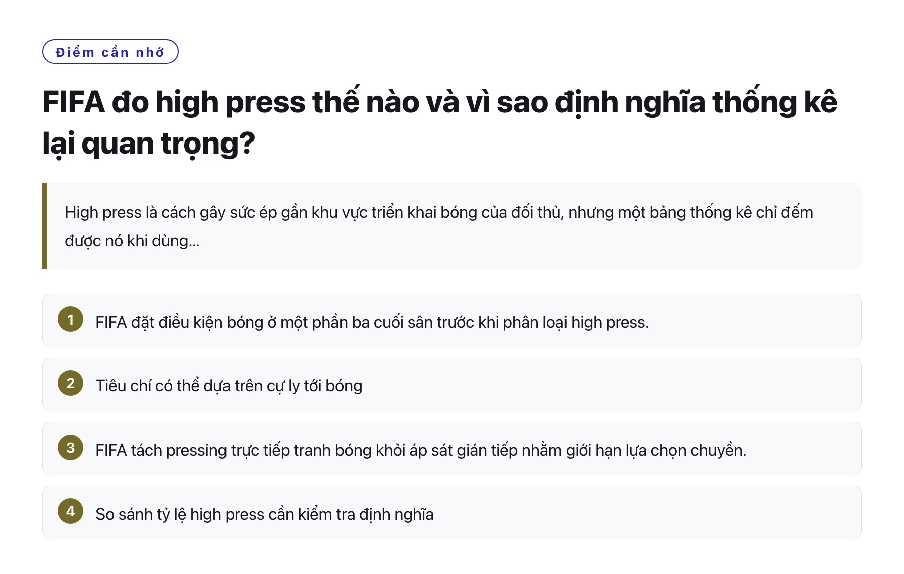 FIFA đo high press thế nào và vì sao định nghĩa thống kê lại quan trọng?——全文要点速览